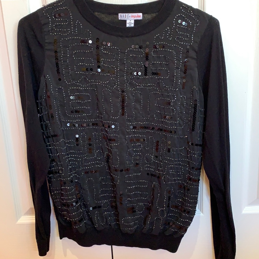 Black sequence sweater